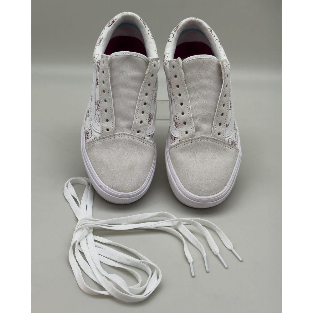 Vans Old Skool ComfyCush White Skull Sneakers Suede Low Top Size 10.5 - Picture 3 of 10